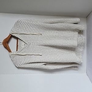 Lou & Grey For Loft Women's White Black Striped Hooded Sweatshirt, S